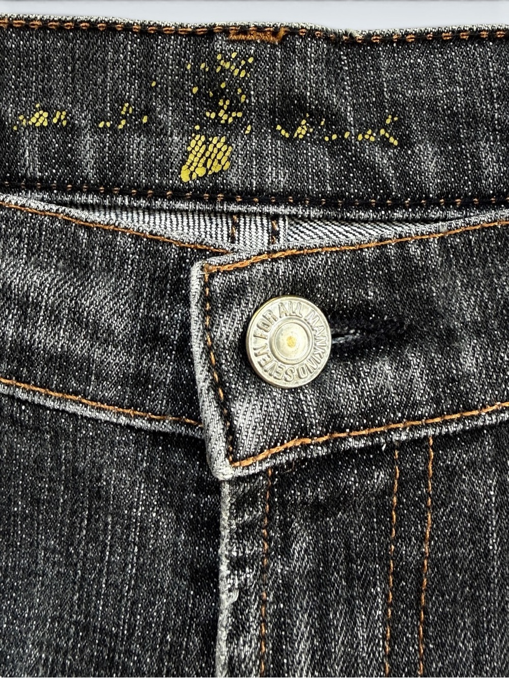 7 For All Mankind Vintage Low Rise Bootcut Jeans 28 Black Wash Y2K - Picture 6 of 16